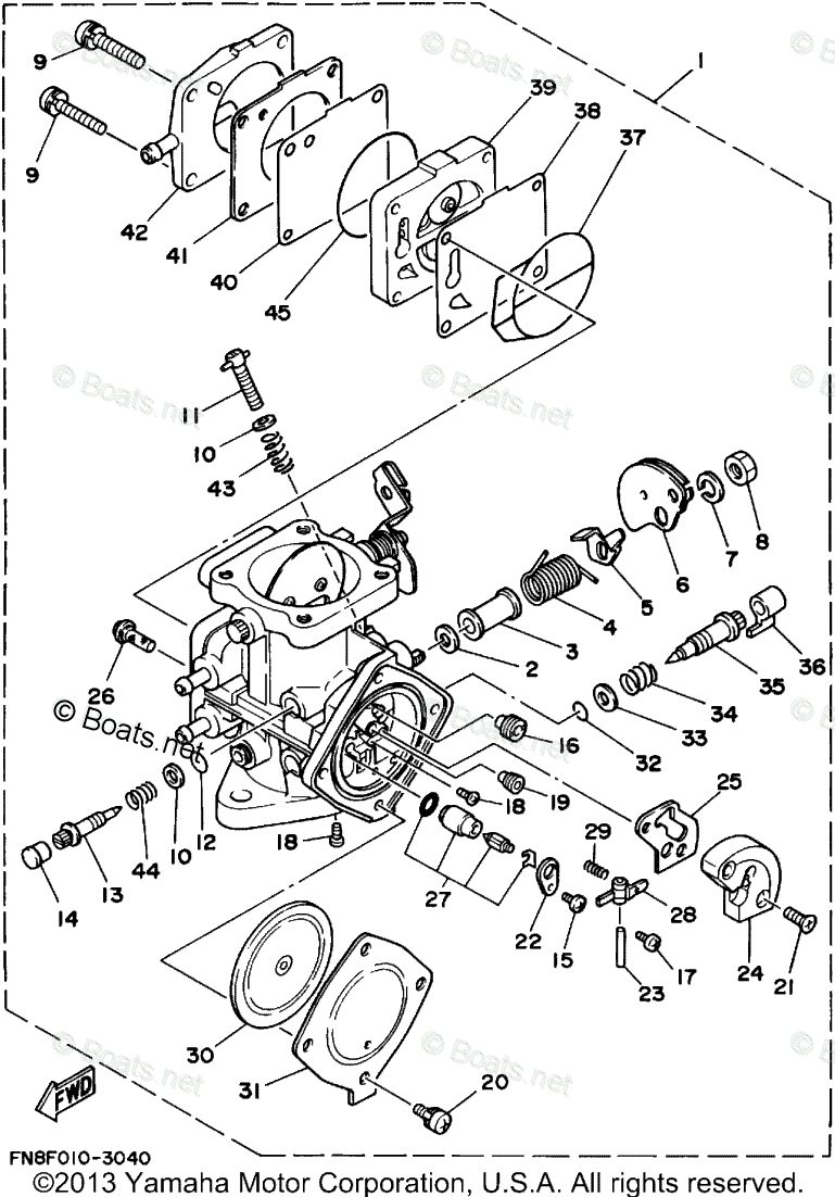 Yamaha Waverunner 1995 OEM Parts Diagram For CARBURETOR | Boats.net