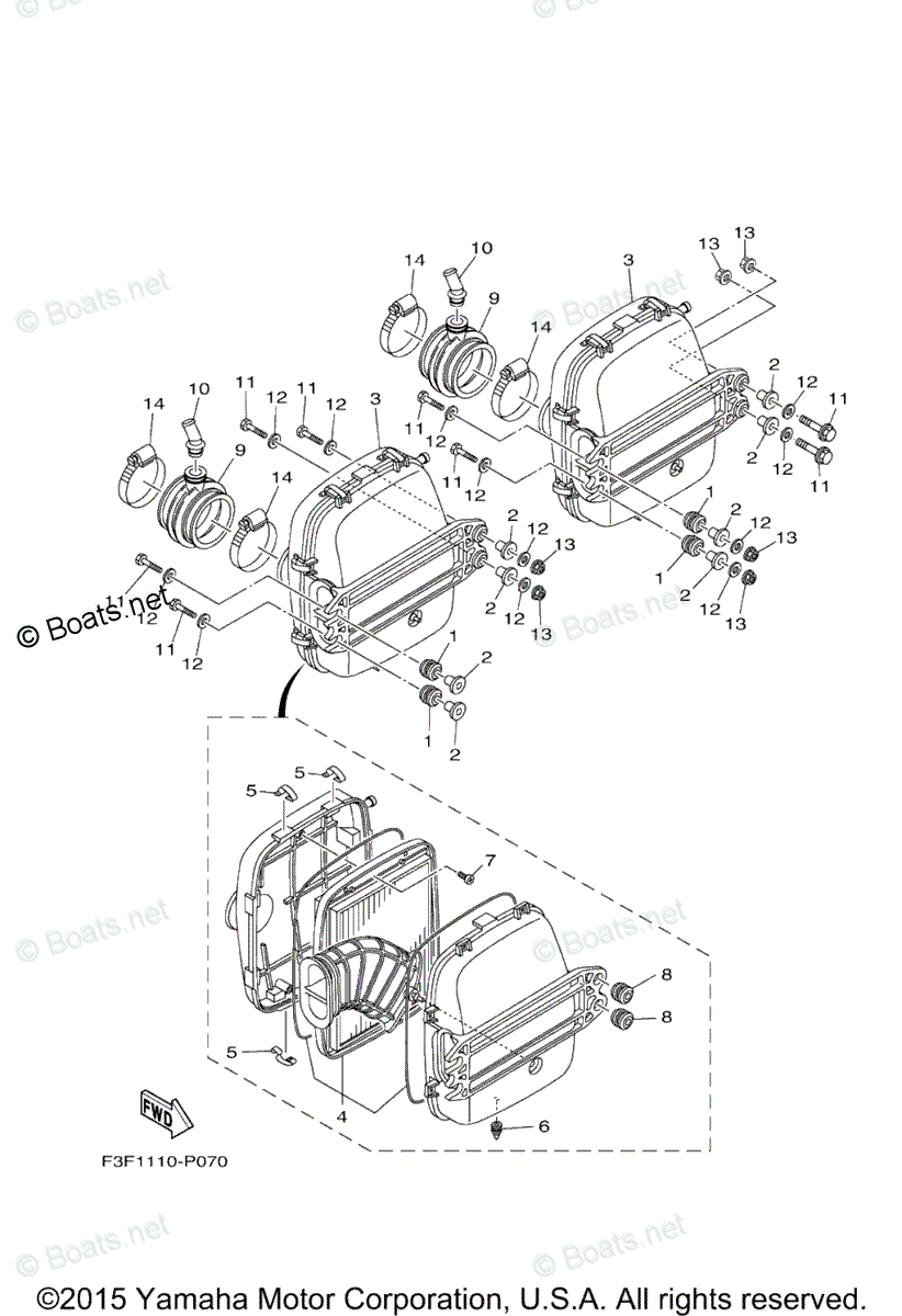 Yamaha Boats 2016 OEM Parts Diagram for Intake 2