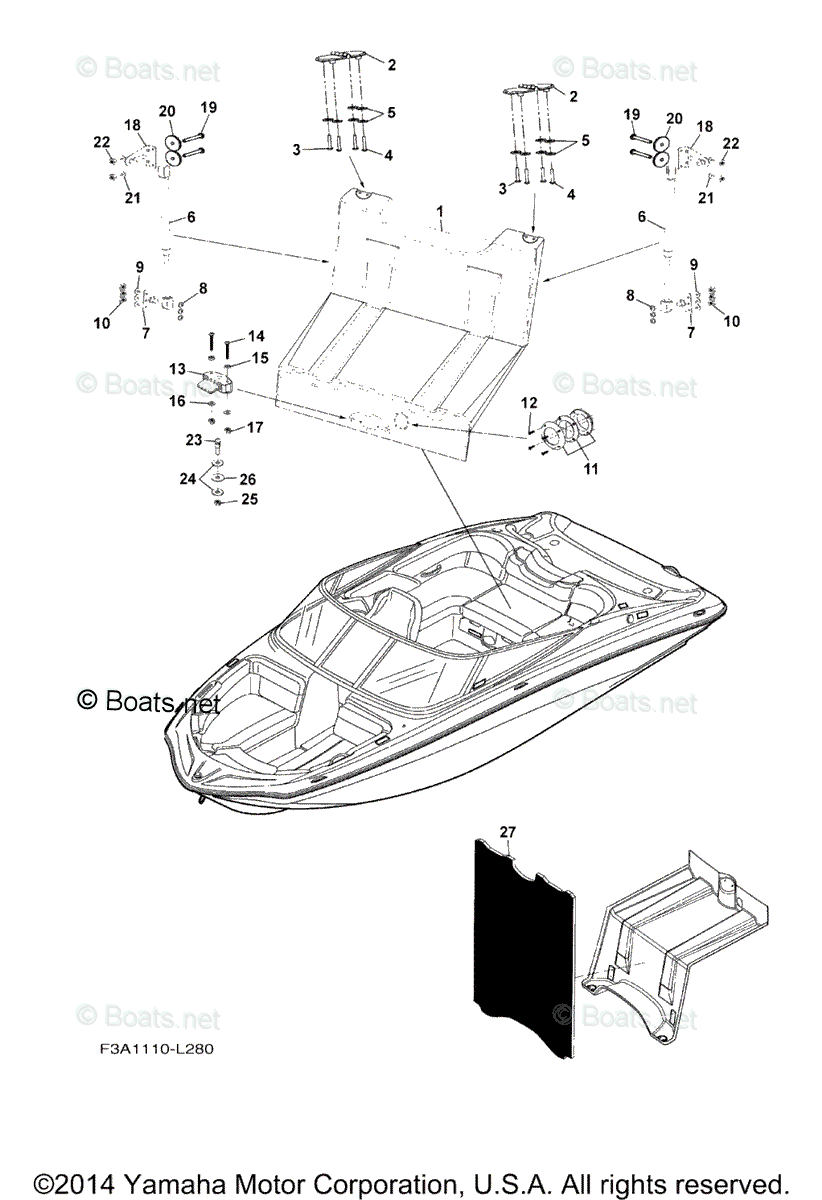 Yamaha Boats 2013 OEM Parts Diagram for Deck Hatch 2