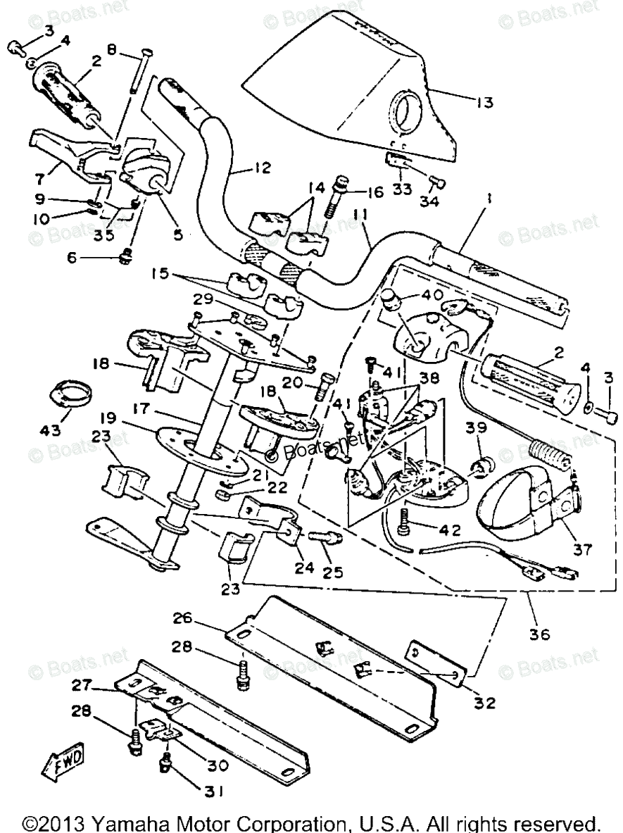 Yamaha Waverunner 1993 OEM Parts Diagram for Steering