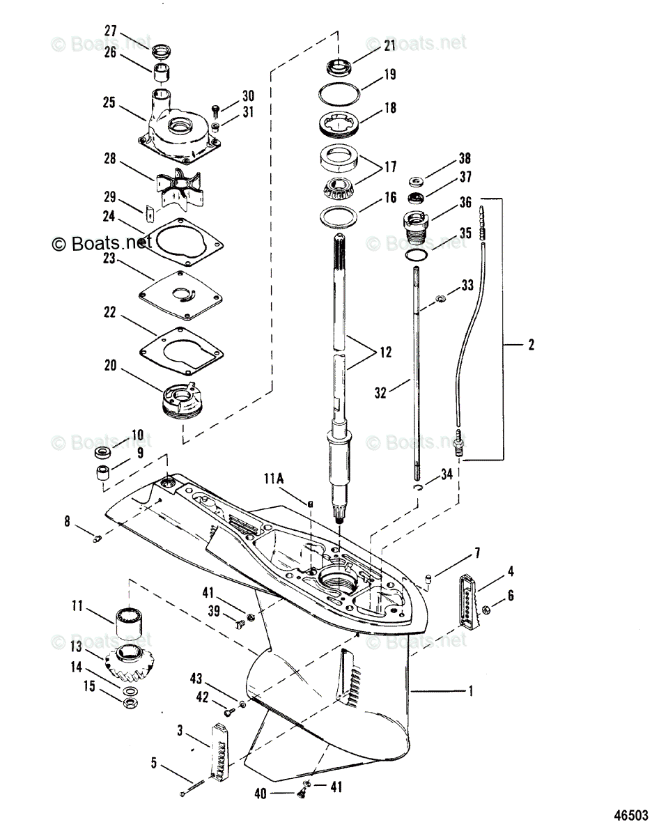 Mercury Outboard 300HP OEM Parts Diagram For Gear Housing (Drive Shaft ...