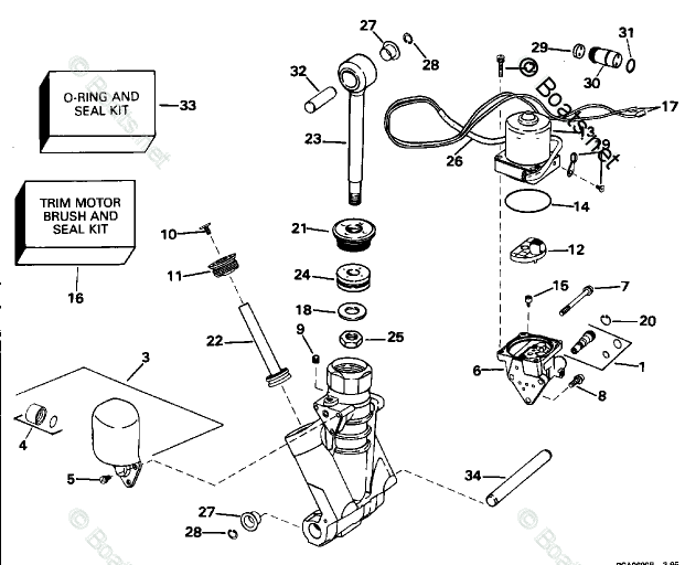 Evinrude Outboard 1995 OEM Parts Diagram for Power Trim/Tilt Hydraulic