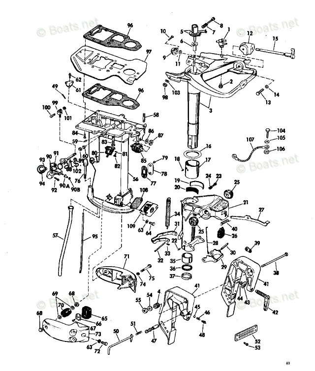 Johnson Outboard Parts by HP 33HP OEM Parts Diagram for Lower Unit