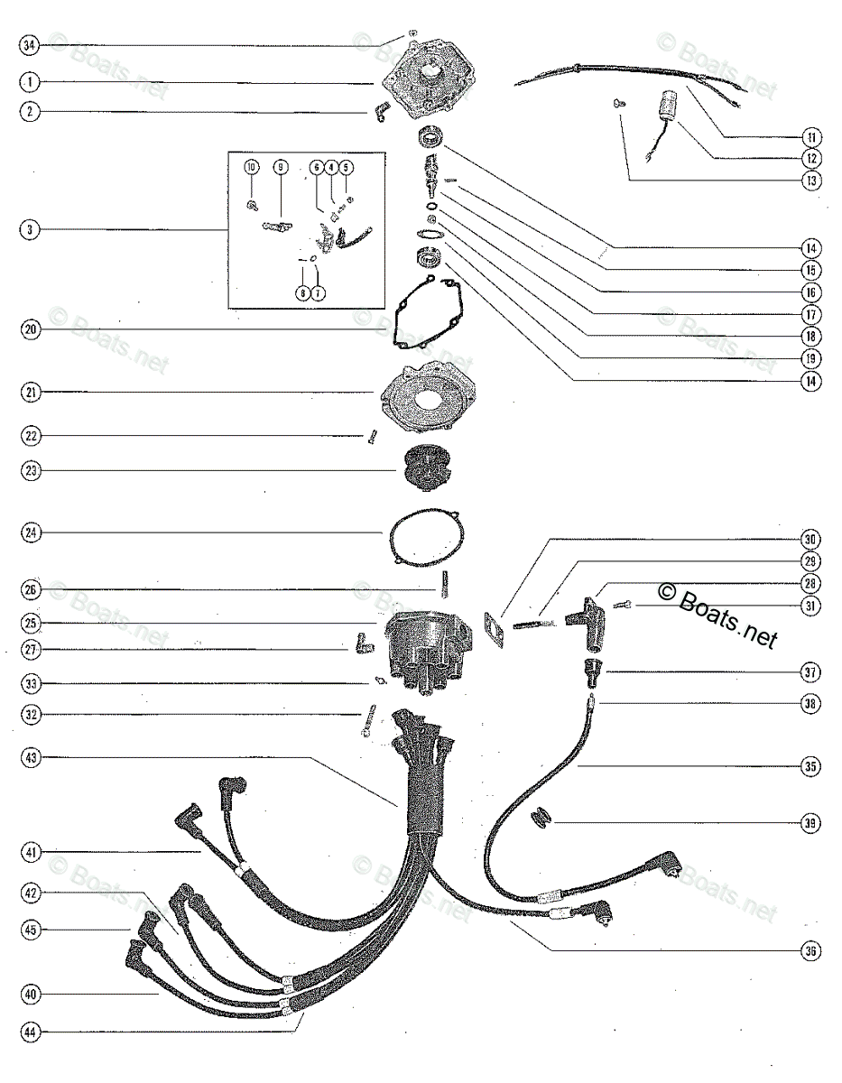 Mercury Outboard 100HP OEM Parts Diagram for Distributor Assembly
