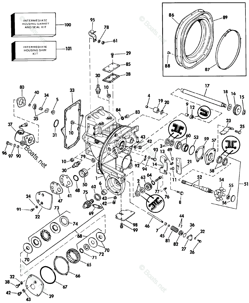 OMC Sterndrive 5.0L 305 CID V8 OEM Parts Diagram for Intermediate ...