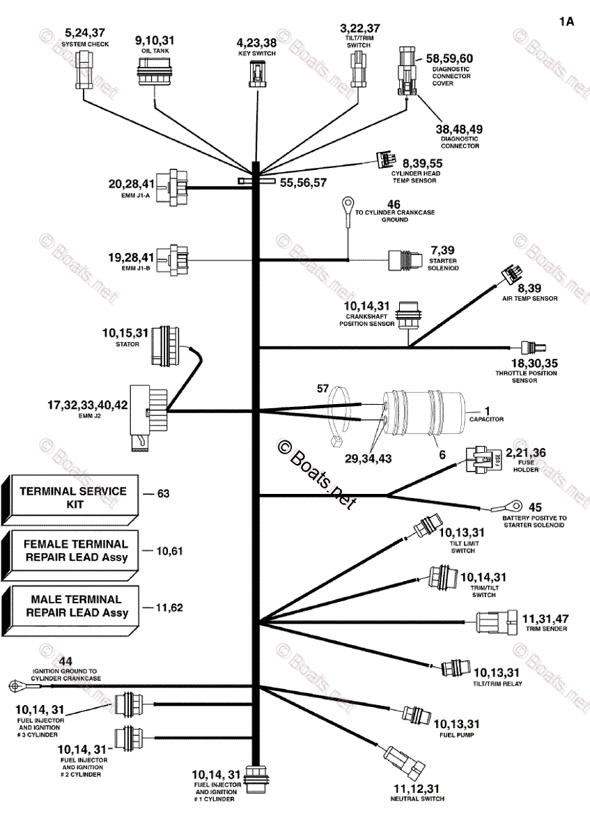 Evinrude Outboard 2007 OEM Parts Diagram for Engine Electrical Harness