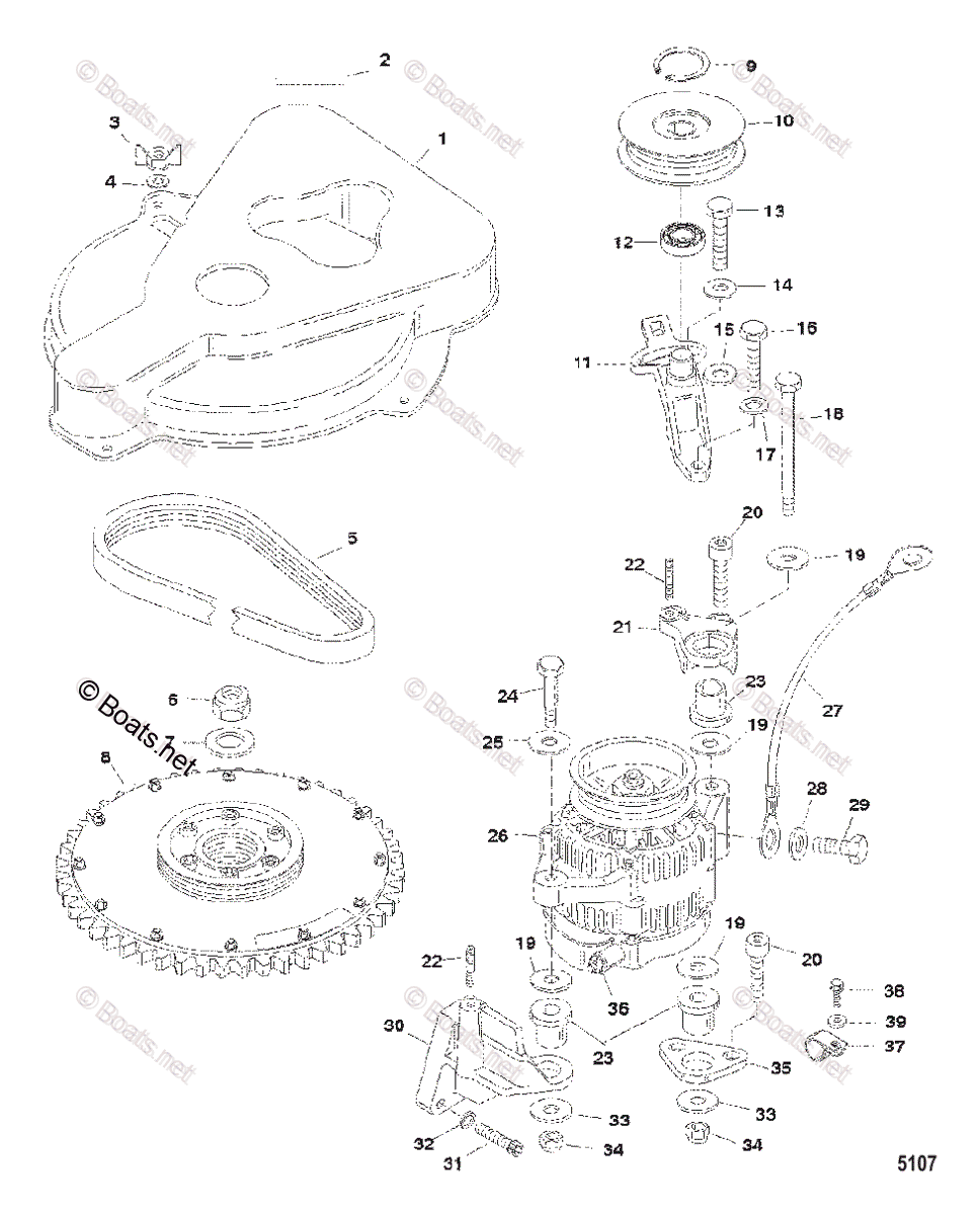 Mercury Outboard 200HP OEM Parts Diagram for Flywheel and Alternator