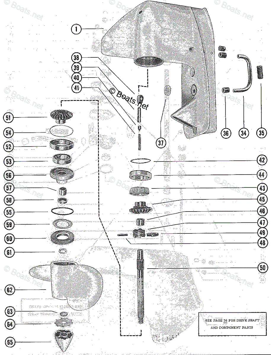 Mercury Outboard 50HP OEM Parts Diagram for Gear Housing Assembly ...