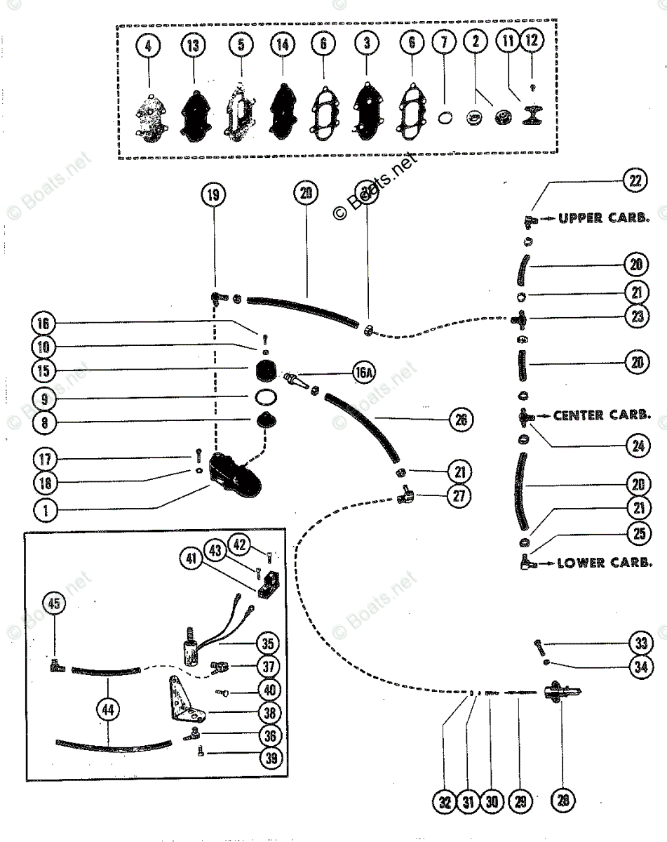 Mercury Outboard 90HP OEM Parts Diagram for Fuel Pump and Fuel Line