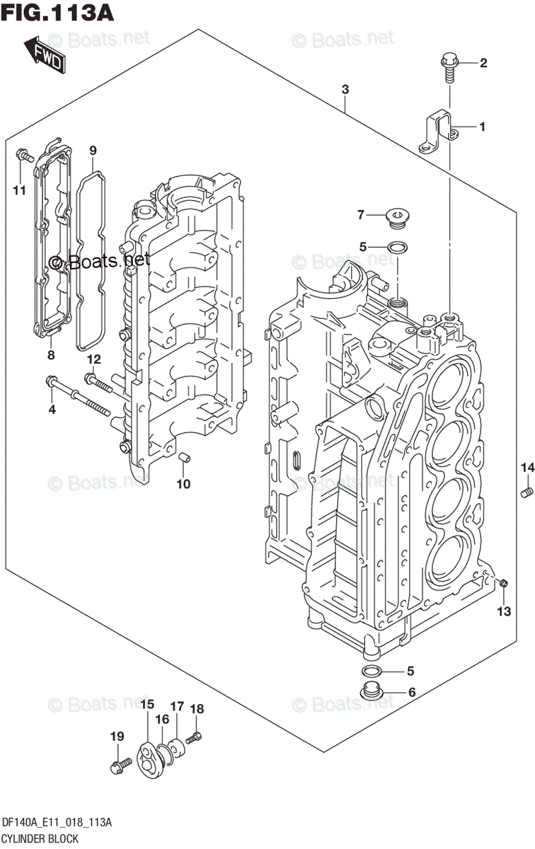 Suzuki Outboard Parts by Year 2018 OEM Parts Diagram for CYLINDER BLOCK