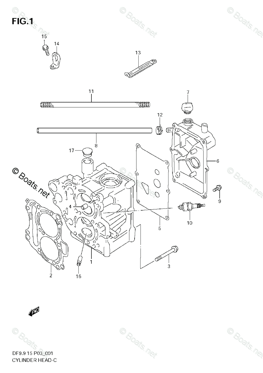 Suzuki Outboard Parts by Year 2008 OEM Parts Diagram for CYLINDER HEAD