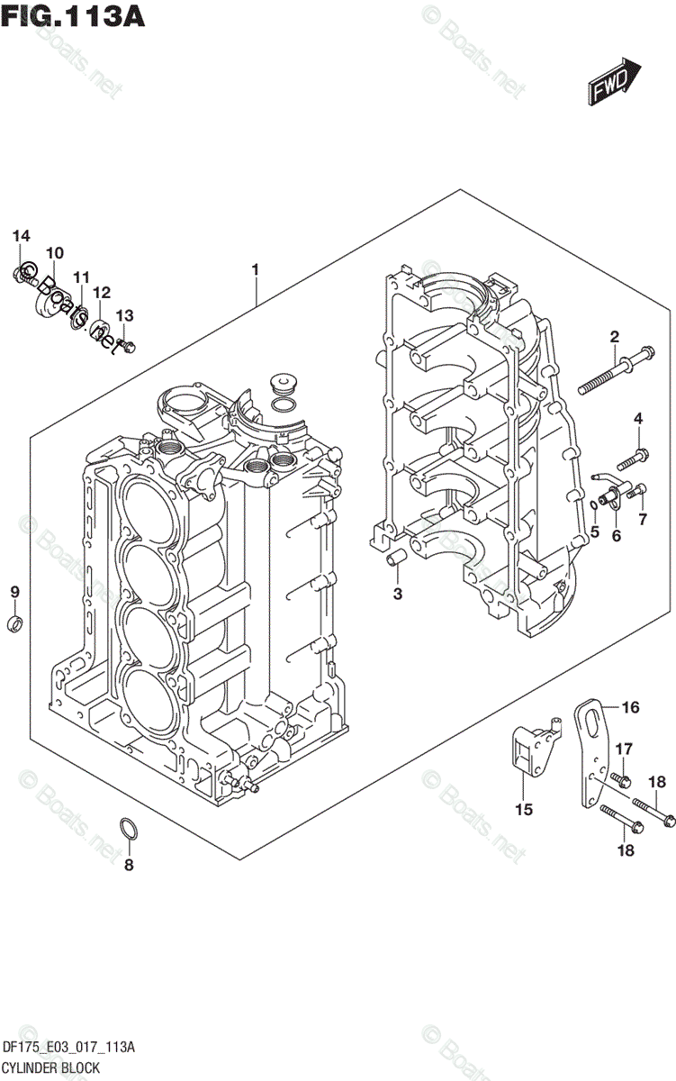 Suzuki Outboard Parts by Year 2017 OEM Parts Diagram for CYLINDER BLOCK