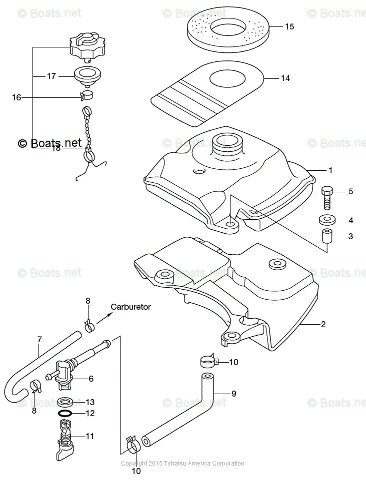 Tohatsu Outboard 2010 OEM Parts Diagram for INTEGRAL FUEL TANK