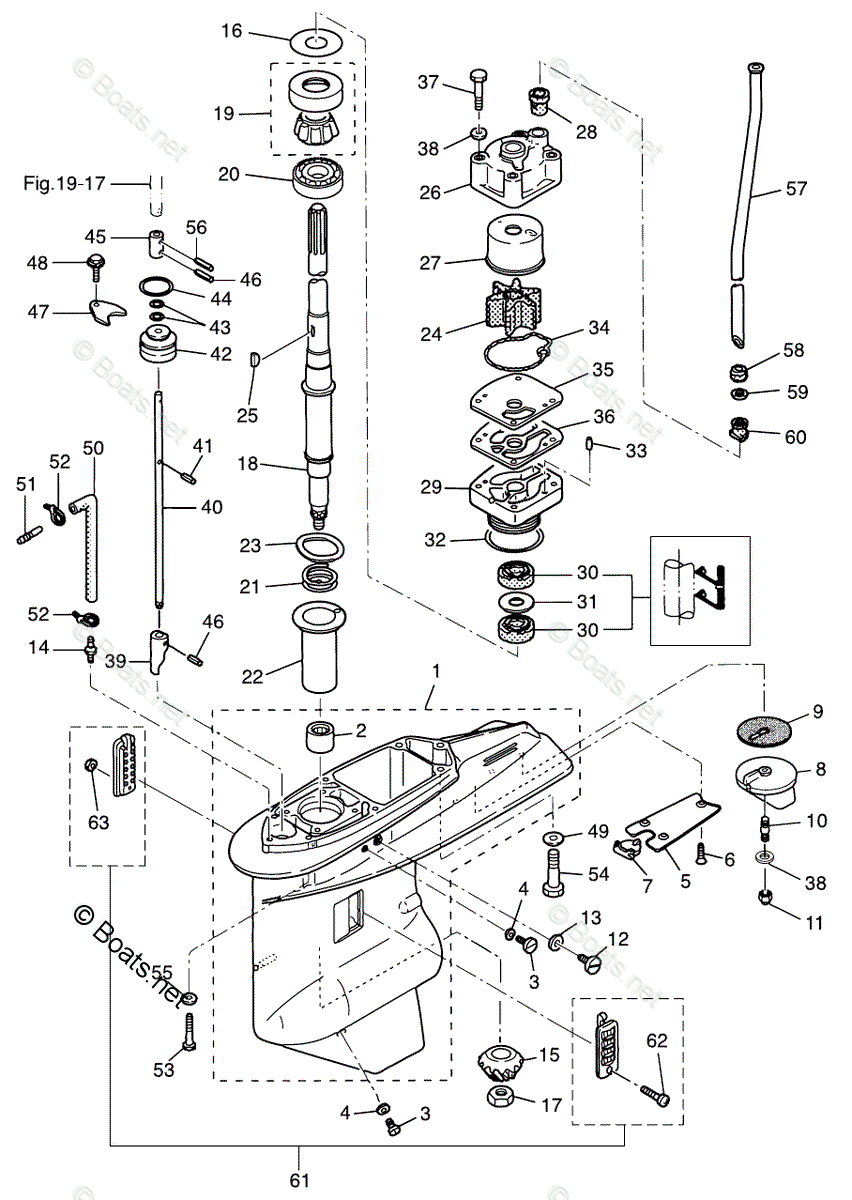 Nissan Outboard 2013 OEM Parts Diagram for GEAR CASE DRIVE SHAFT ...