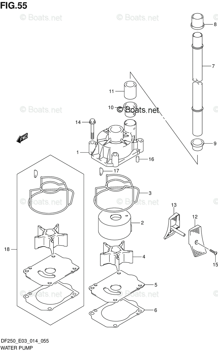 Suzuki Outboard 2014 OEM Parts Diagram for WATER PUMP (DF200Z E03 ...