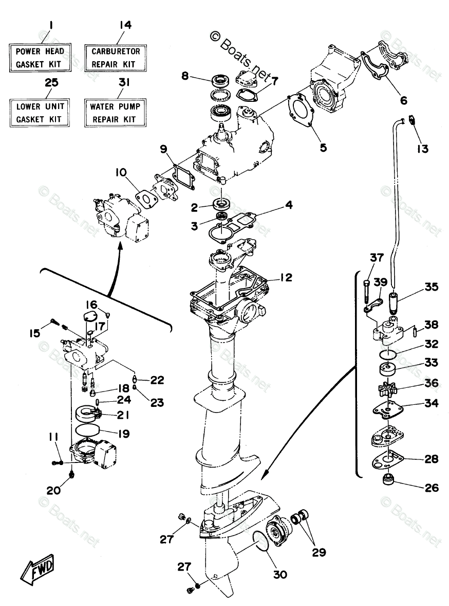 Yamaha Outboard Parts by HP 3HP OEM Parts Diagram for Repair Kit