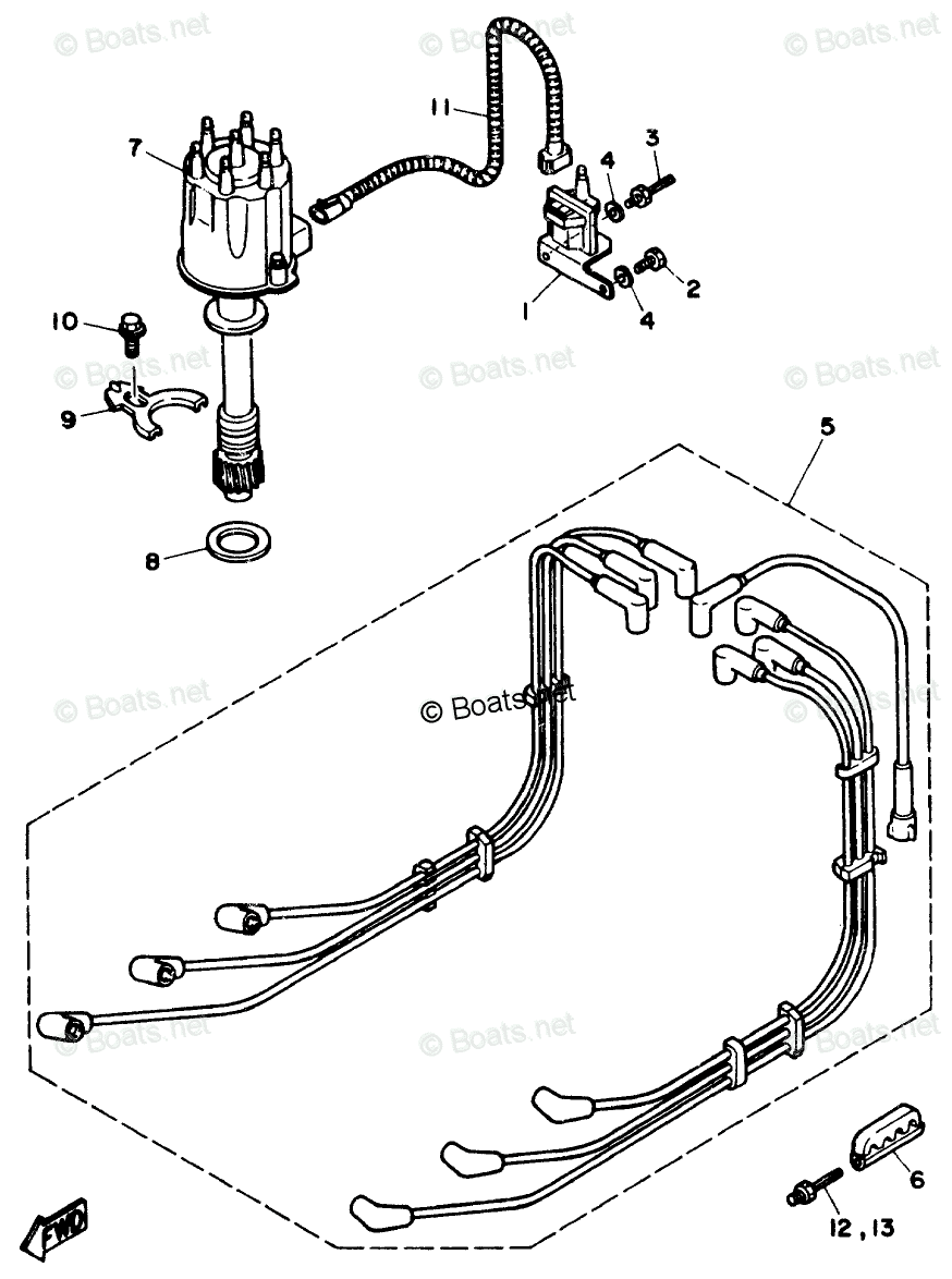 Yamaha Sterndrive 4.3L 262 CID V6 1990 OEM Parts Diagram For Electric ...