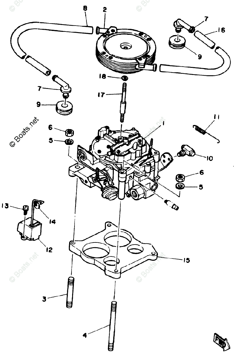 Yamaha Sterndrive 4.3L 262 CID V6 1990 OEM Parts Diagram For CARBURETOR ...