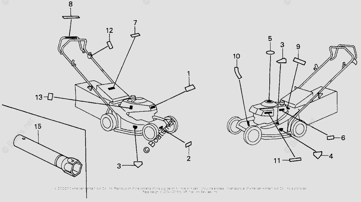 Honda Lawn Mowers HR173 PDA VIN MA2R1000001 OEM Parts Diagram for