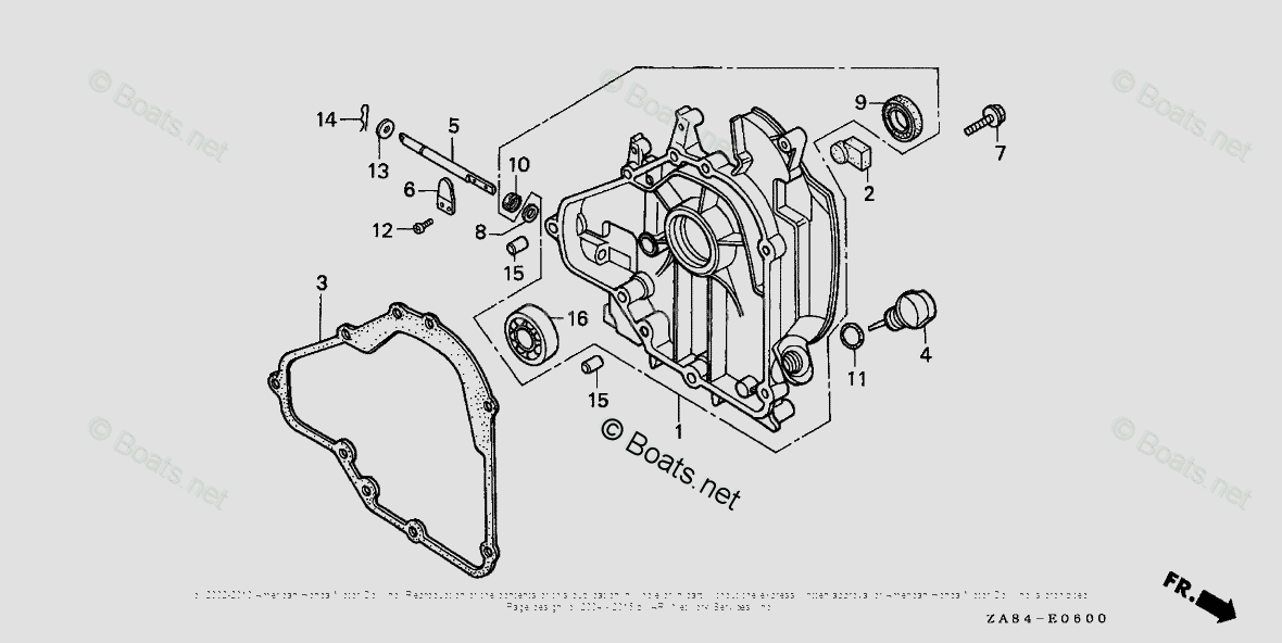 Honda Generators EM650 A VIN EA31000001 OEM Parts Diagram for EX/EM650CRANKCASE COVER