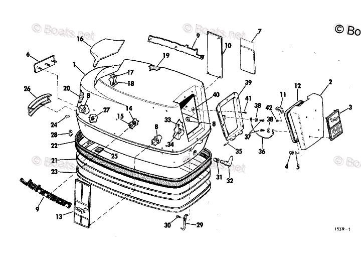Johnson Outboard Parts by HP 40HP OEM Parts Diagram for MOTOR COVER