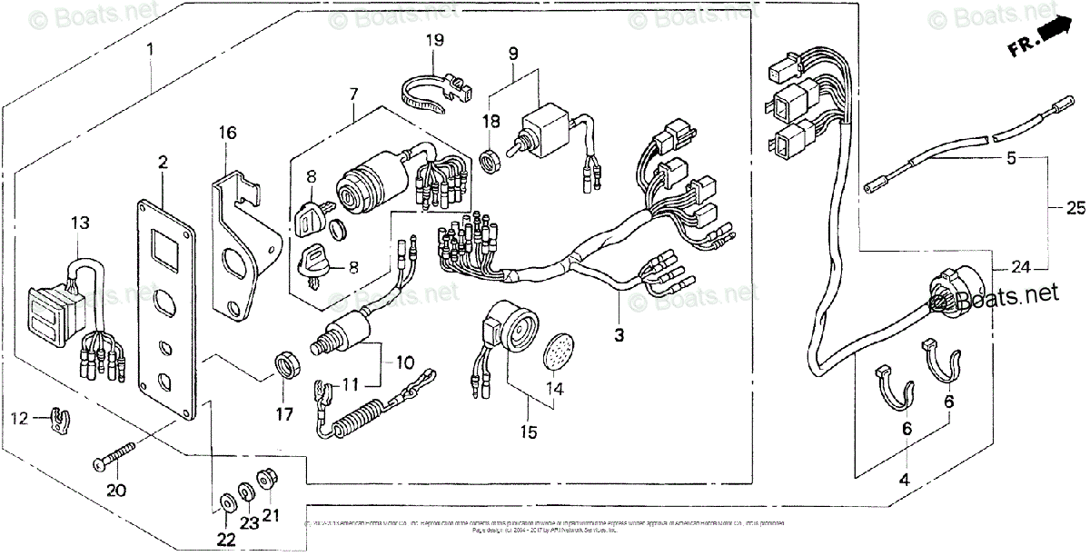 Honda Outboard 2000 OEM Parts Diagram for Control Panel | Boats.net