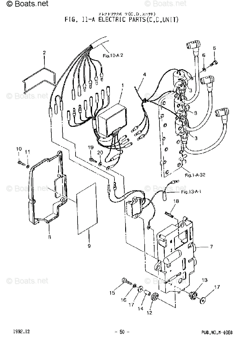 Tohatsu Outboard 50HP OEM Parts Diagram for ELECTRIC PARTS C.D. UNIT