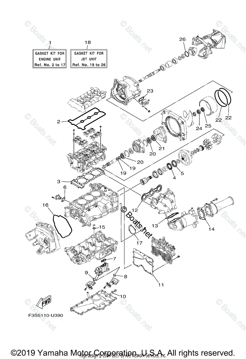 Yamaha Boats 2019 OEM Parts Diagram for Repair Kit 1