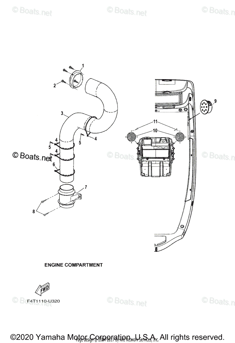 Yamaha Boats 2020 OEM Parts Diagram for Ventilation System