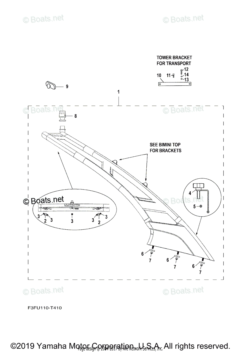 Yamaha Boats 2018 OEM Parts Diagram for Wakeboard Tower | Boats.net