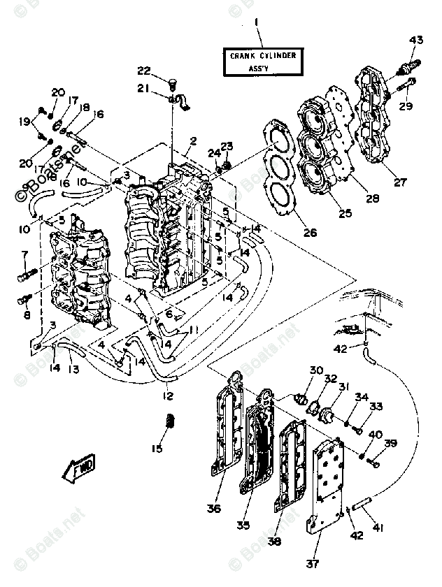 Yamaha Outboard 1990 OEM Parts Diagram for CYLINDER CRANKCASE | Boats.net