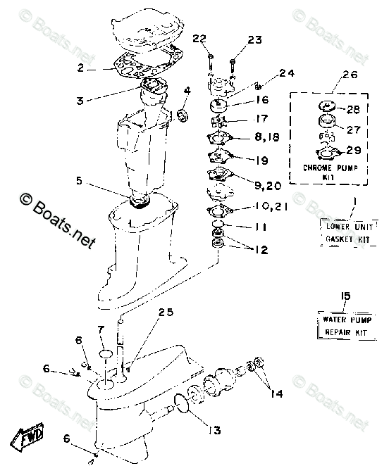 Yamaha Outboard 1990 OEM Parts Diagram for Repair Kit 2 | Boats.net