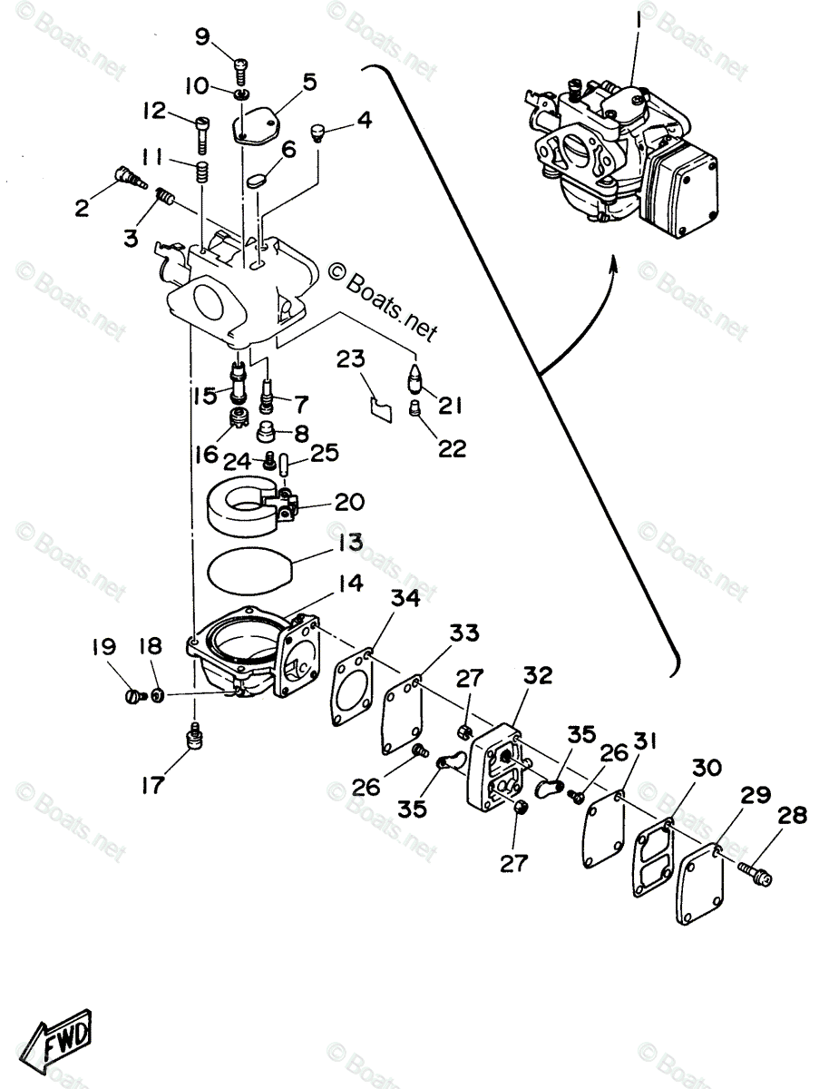 Yamaha Outboard 1996 Oem Parts Diagram For Carburetor