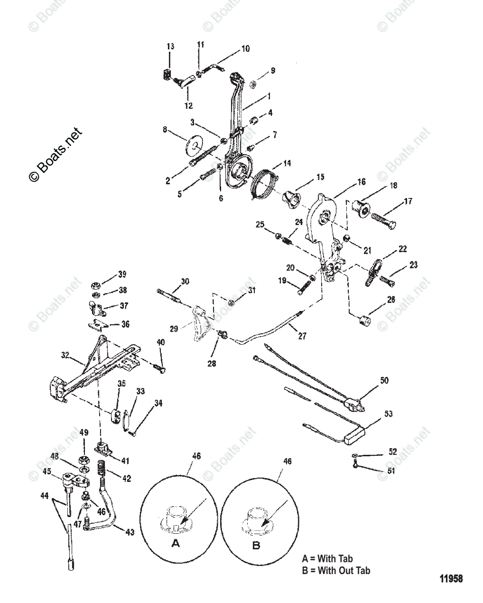 Mercury Outboard 150HP OEM Parts Diagram for Throttle Lever And Shift ...