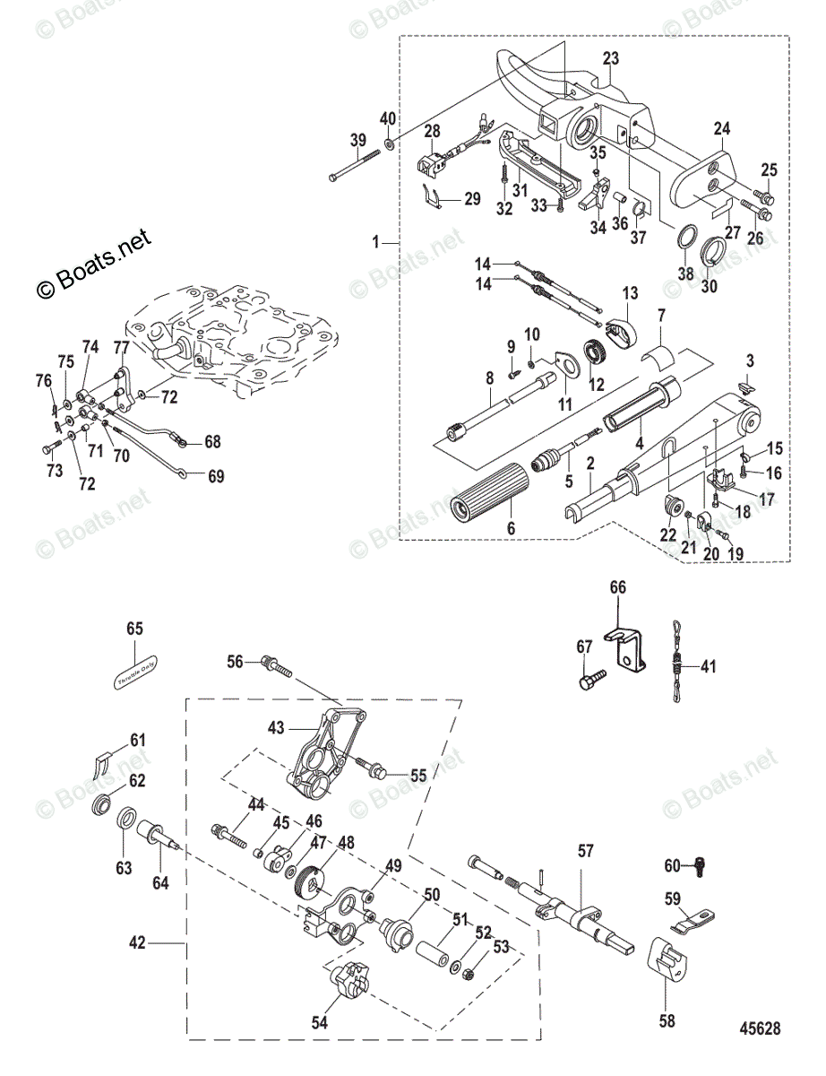 Mercury Outboard 30HP OEM Parts Diagram for Tiller Handle Conversion ...