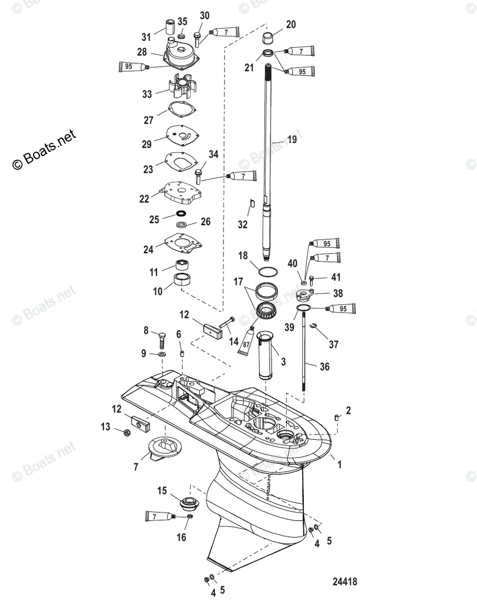 Mercury Outboard Hp Oem Parts Diagram For Gear Housing Driveshaft