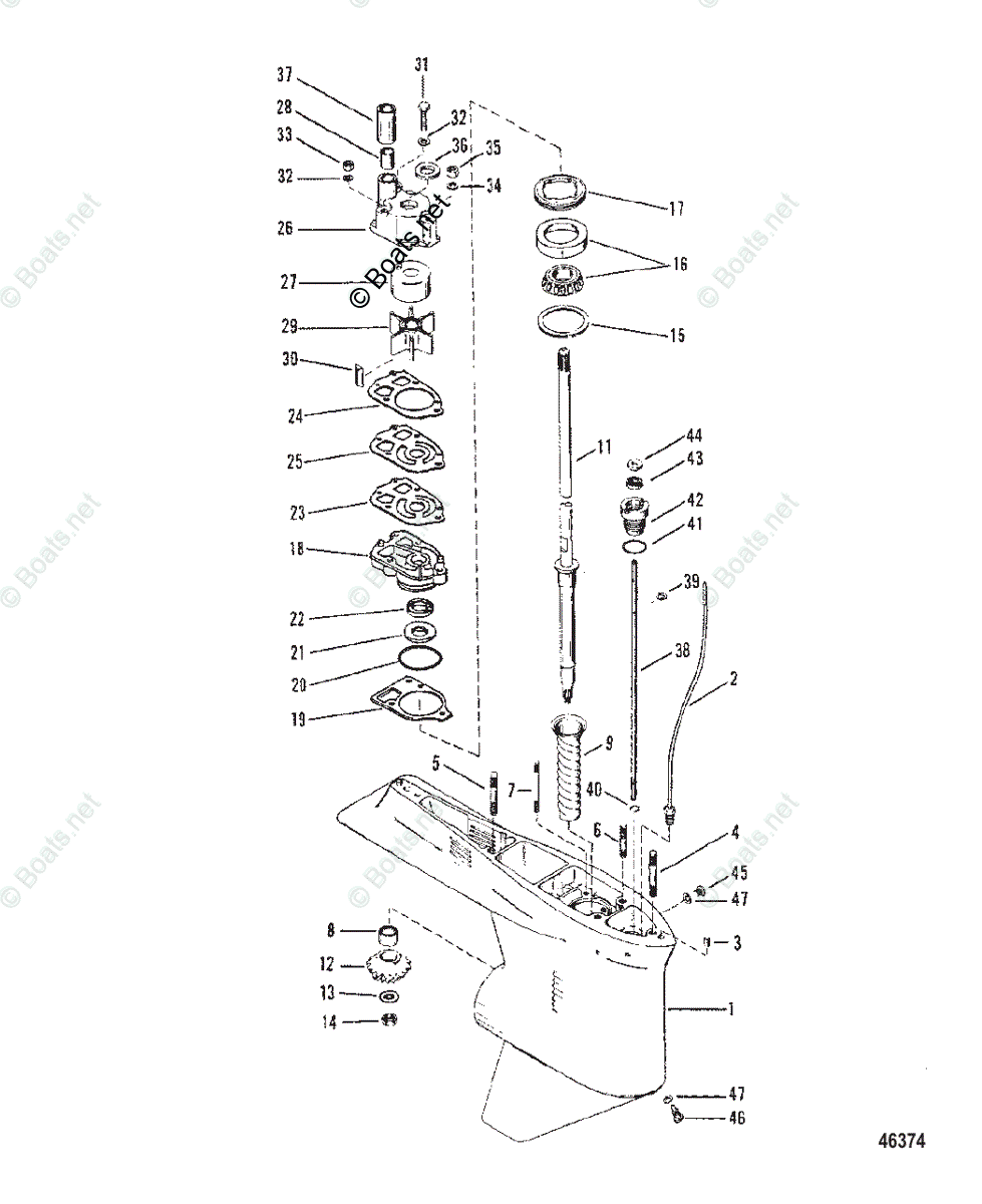 Mercury Outboard 200HP OEM Parts Diagram for Gear Housing (Driveshaft ...