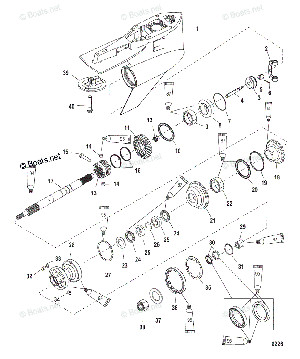 Mercury Outboard 300HP OEM Parts Diagram for Gear Housing(Prop-Counter ...