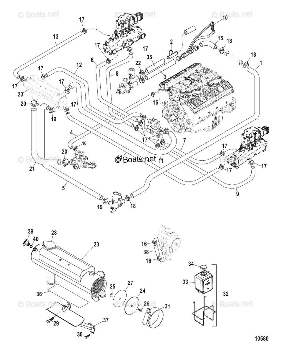 Mercruiser Inboard Gas Engines OEM Parts Diagram for CLOSED COOLING ...