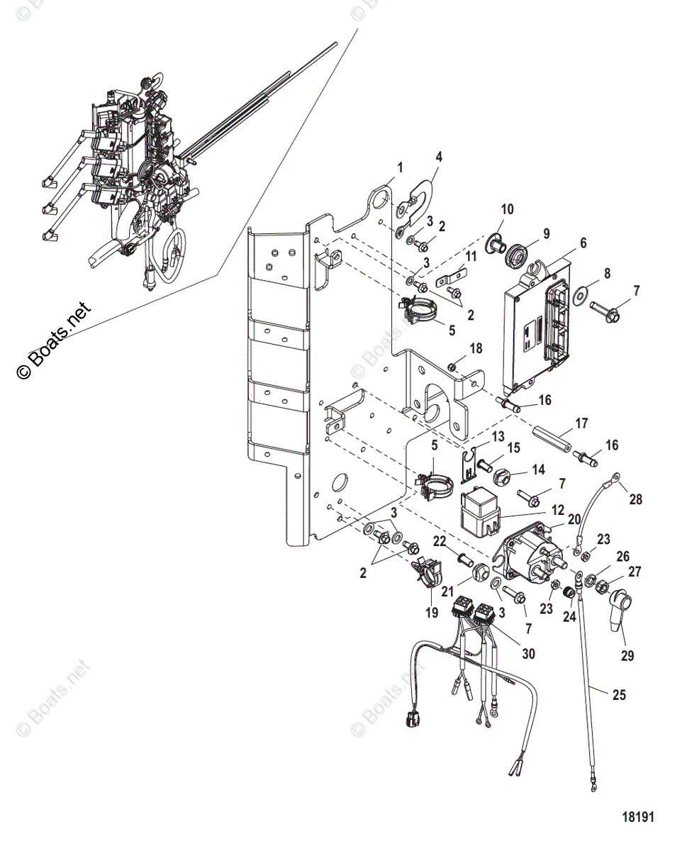 Mercury Outboard 115HP OEM Parts Diagram For Electrical Components, PCM ...