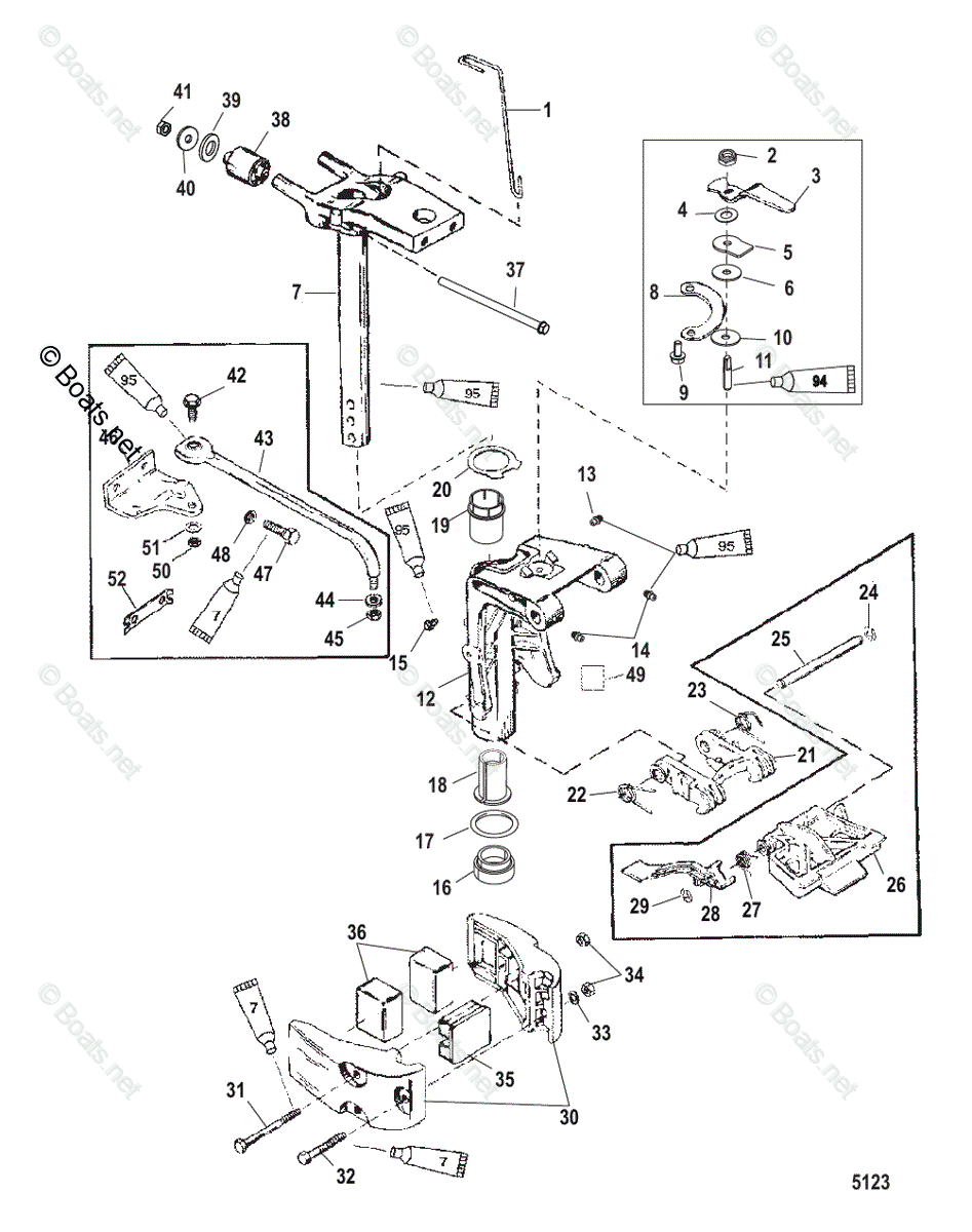 Mercury Outboard 15HP OEM Parts Diagram for Swivel Bracket Assembly