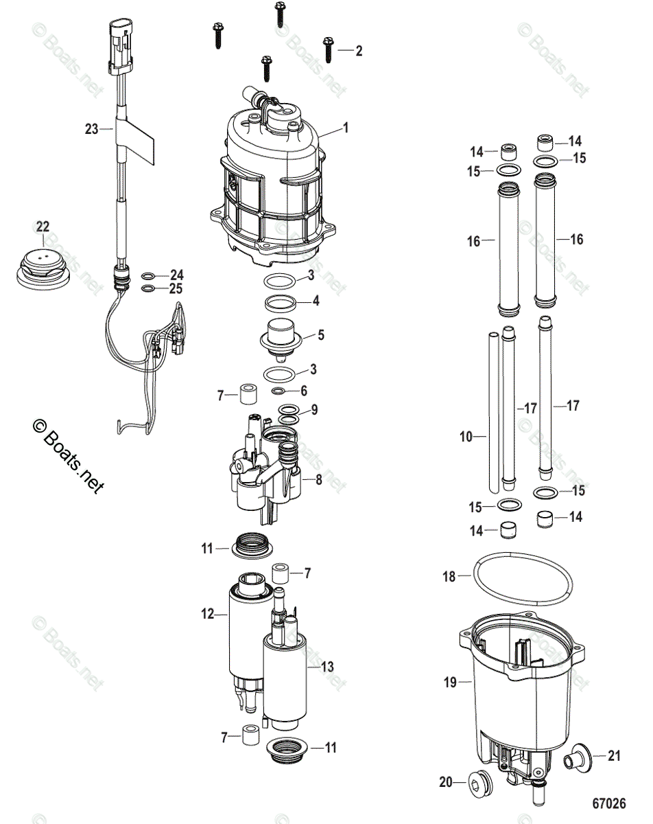 Mercury Outboard 150HP OEM Parts Diagram for Fuel Supply Module | Boats.net