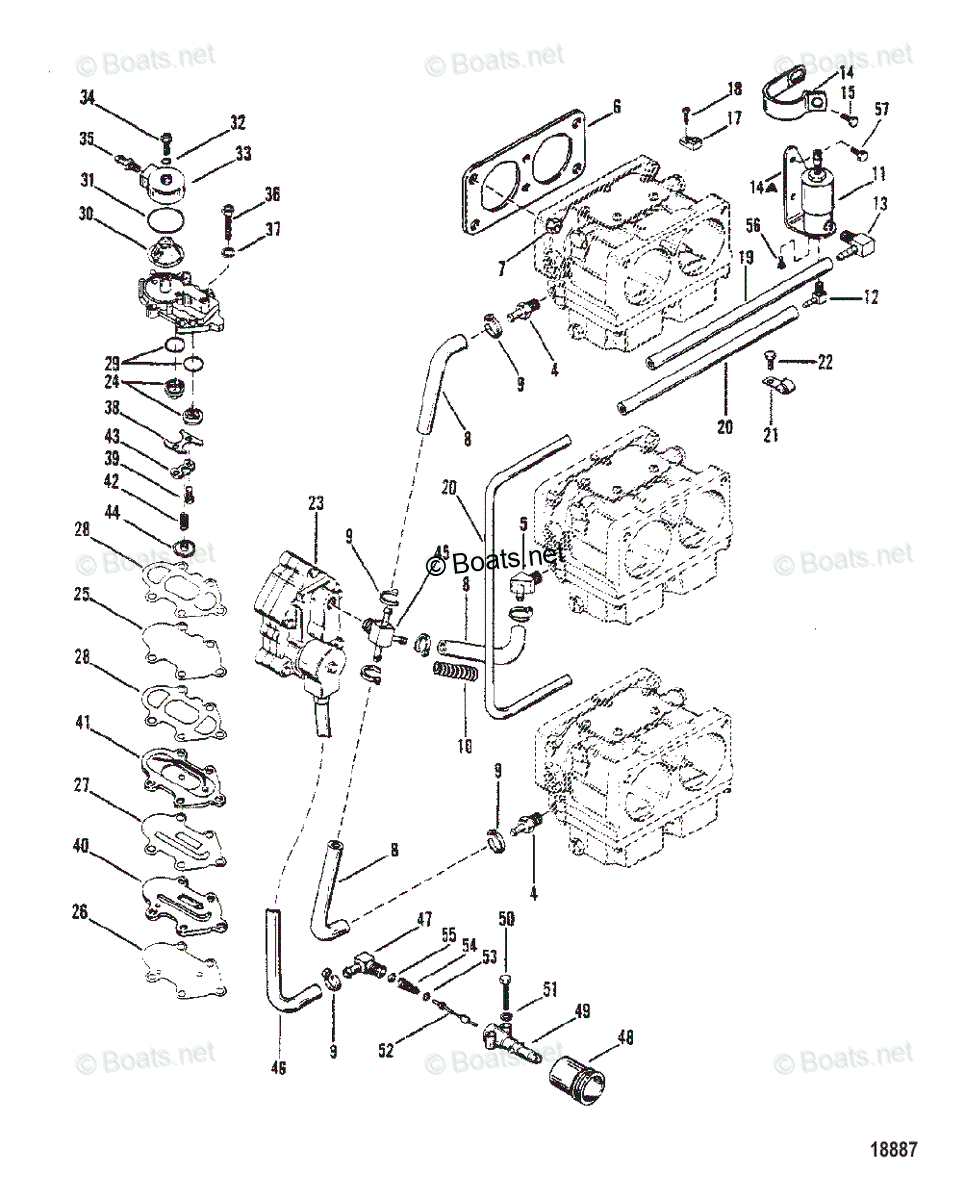 Mercury Outboard 150HP OEM Parts Diagram for FUEL PUMP AND CARBURETOR ...