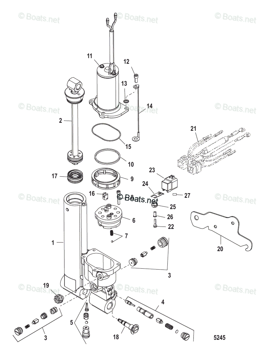 Mercury Outboard 40HP OEM Parts Diagram for POWER TRIM | Boats.net