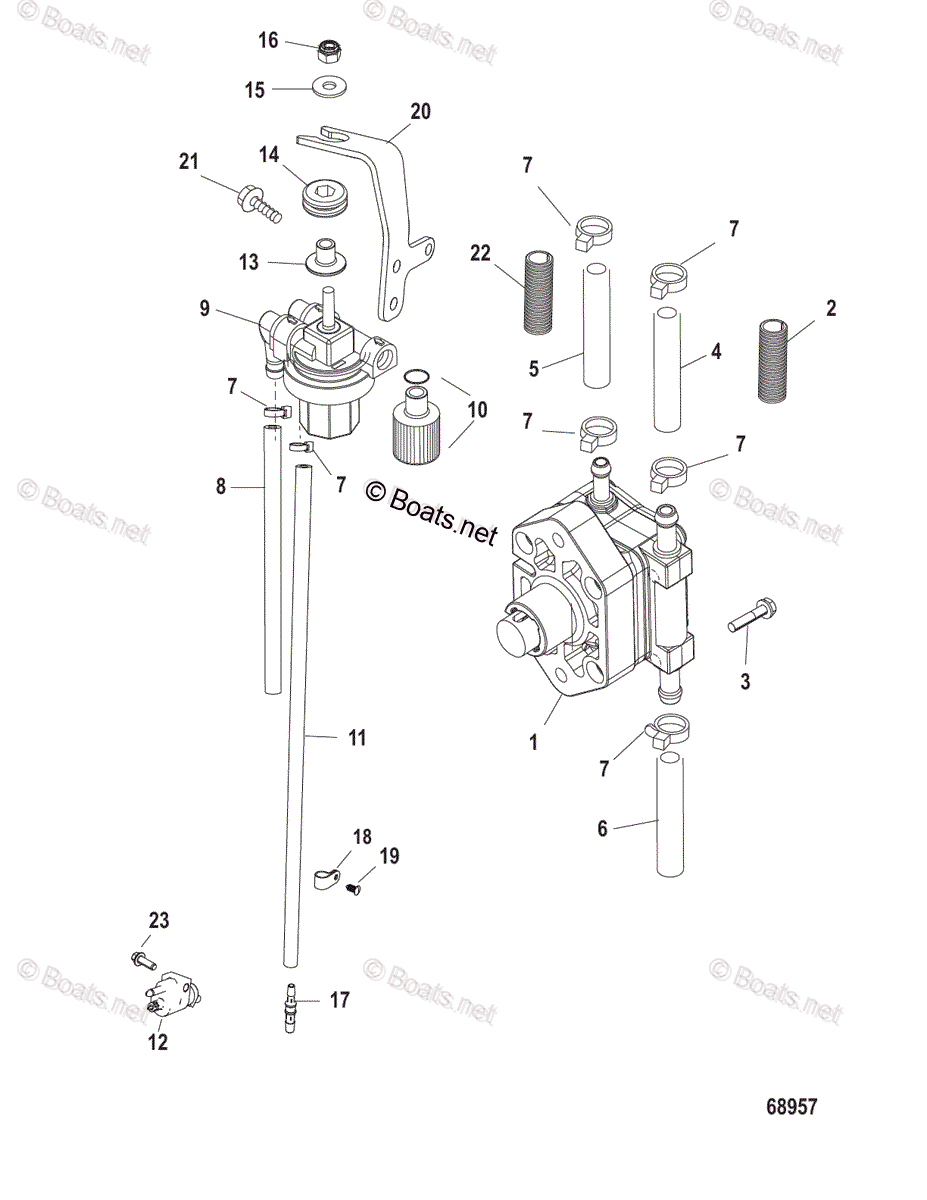 Mercury Outboard 40hp Oem Parts Diagram For Fuel Pump 