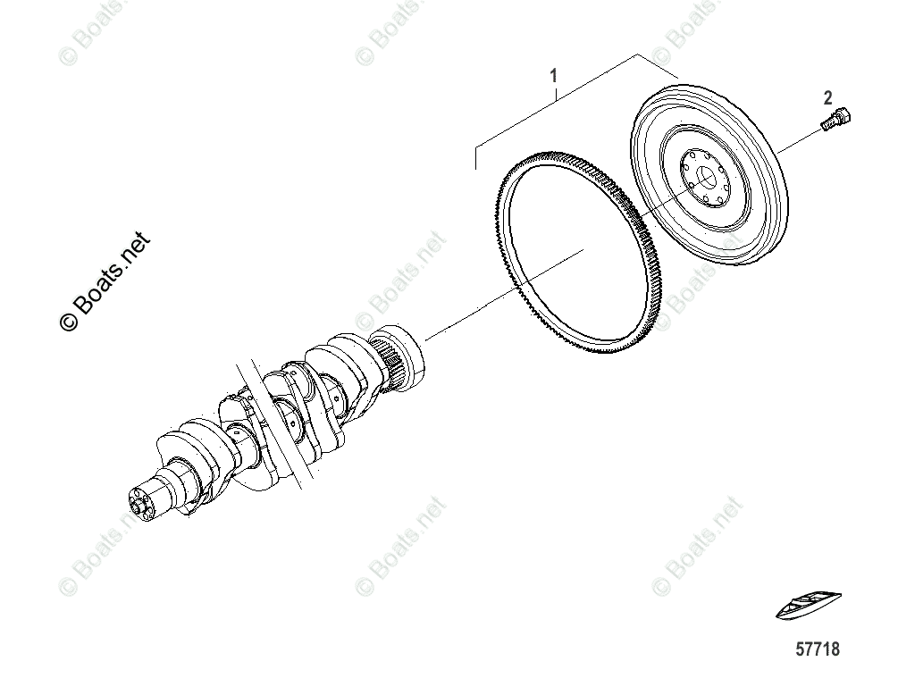 Mercruiser Inboard Diesel Engines OEM Parts Diagram for Flywheel Assembly