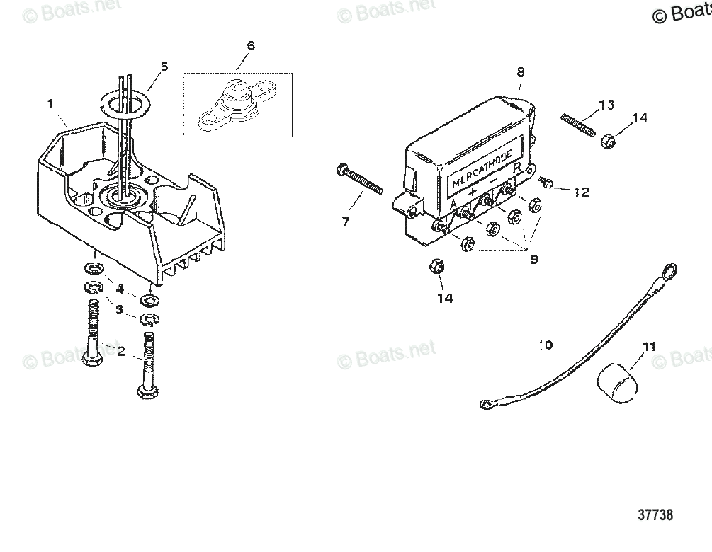 Mercruiser Sterndrive Gas Engines OEM Parts Diagram for Mercathode