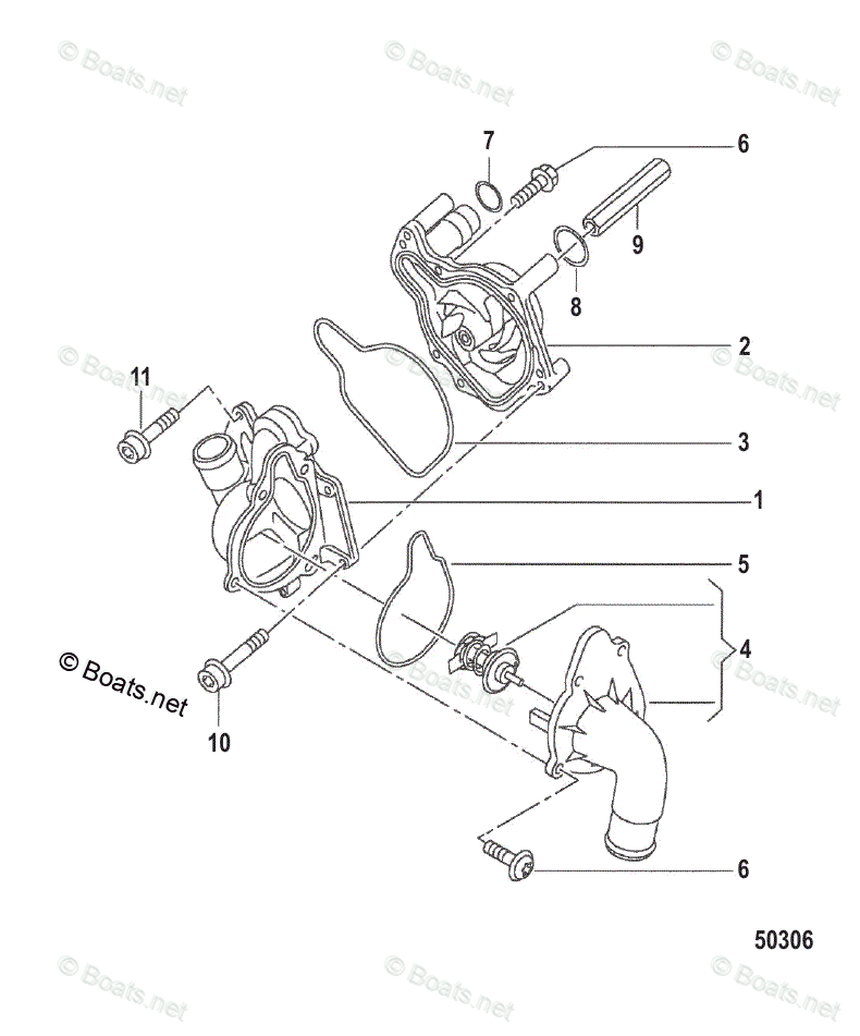 Mercruiser Sterndrive Diesel Engines OEM Parts Diagram for WATER PUMP