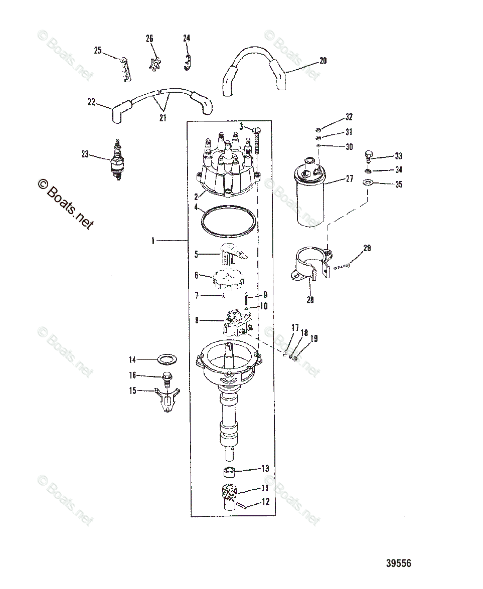 Mercruiser Sterndrive Gas Engines OEM Parts Diagram For DISTRIBUTOR AND ...