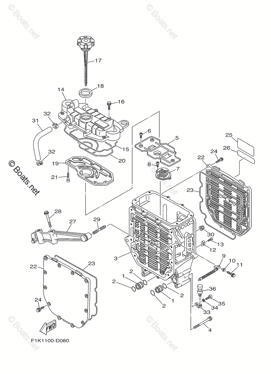 Yamaha Waverunner 2008 OEM Parts Diagram for Oil Cooler | Boats.net